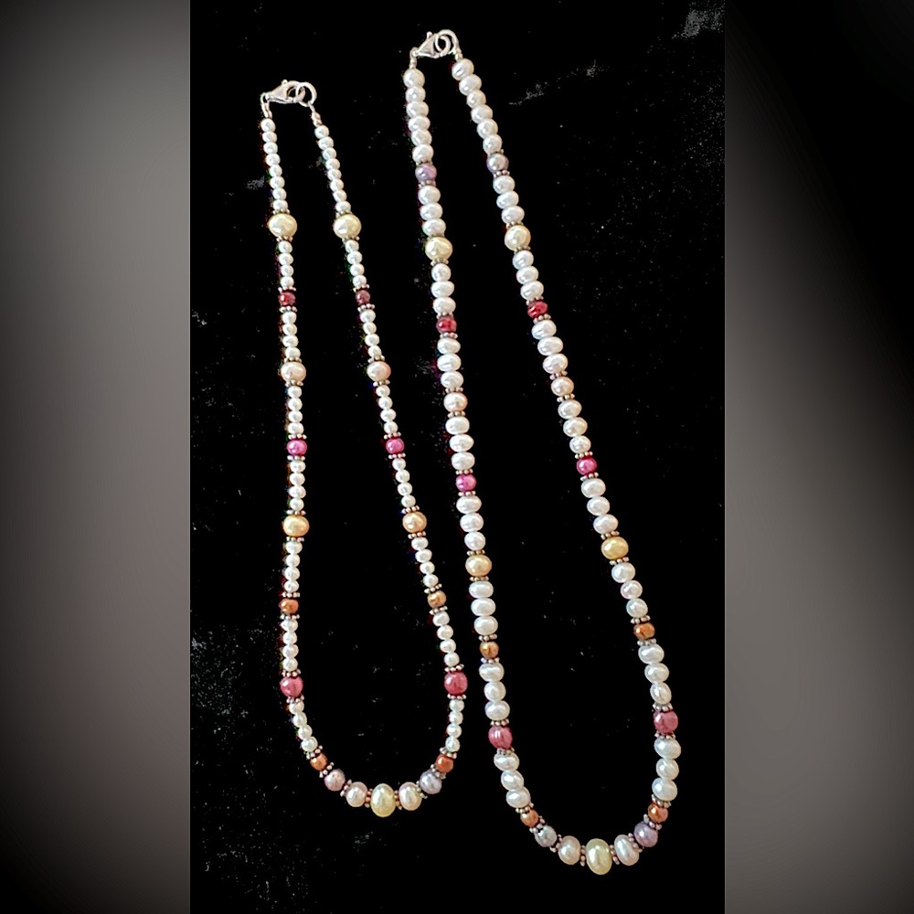 NECKLACE SET VINTAGE PEARL Mother Daughter Set  Share or Wear 2